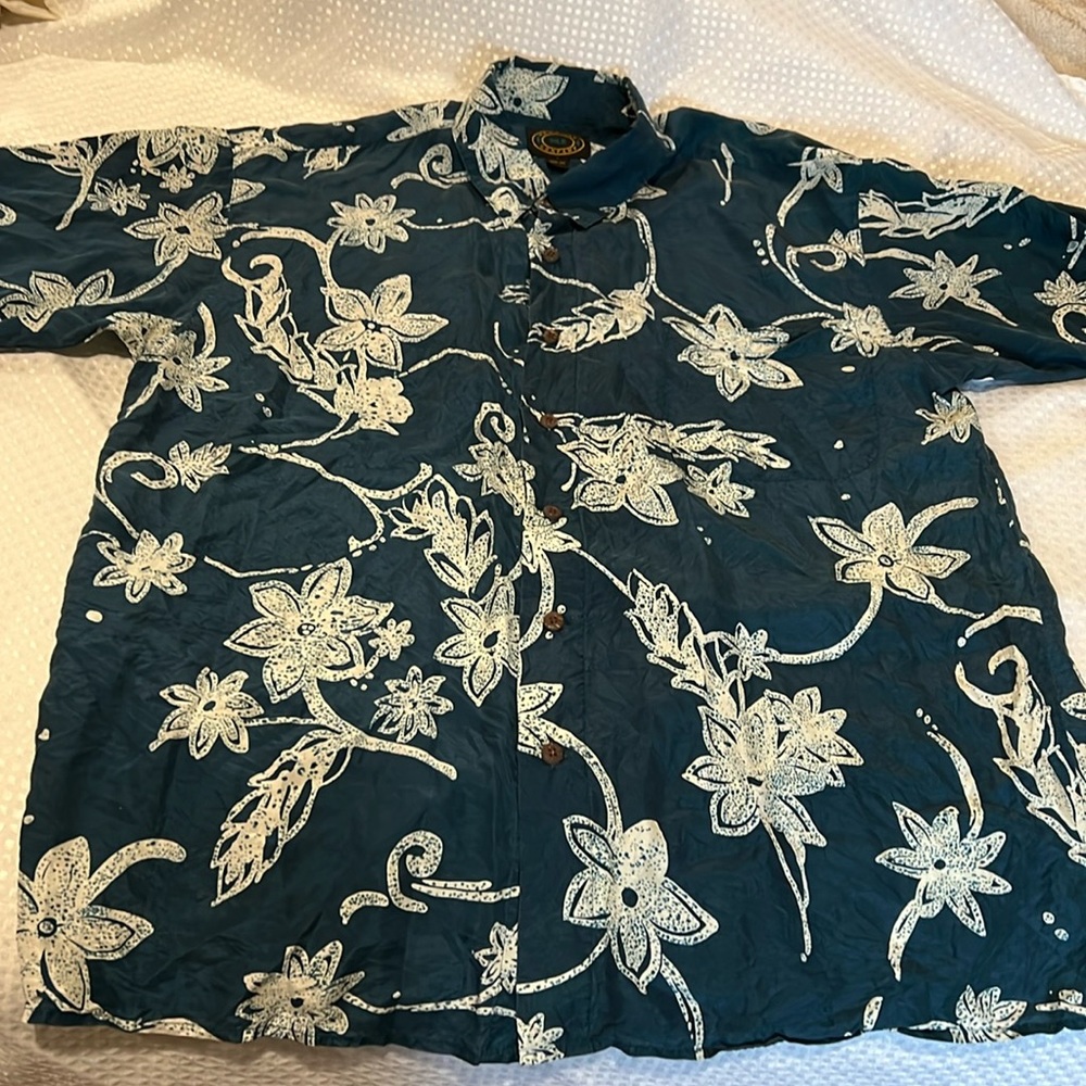 HAWAIIN SILK COMPANY SILK BUTTON DOWN SHIRT L